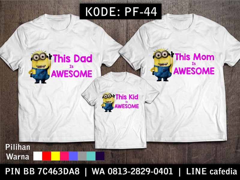 Baju Kaos Couple Keluarga | Kaos Family Custom Minion - PF 44 