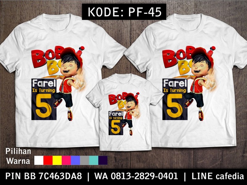 Kaos Couple Keluarga | Kaos Ulang Tahun Anak Boboi Boy - PF 45