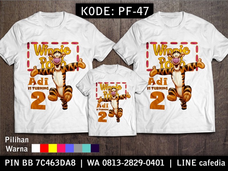 Kaos Couple Keluarga | Kaos Ulang Tahun Anak Winnie The Pooh - PF 47