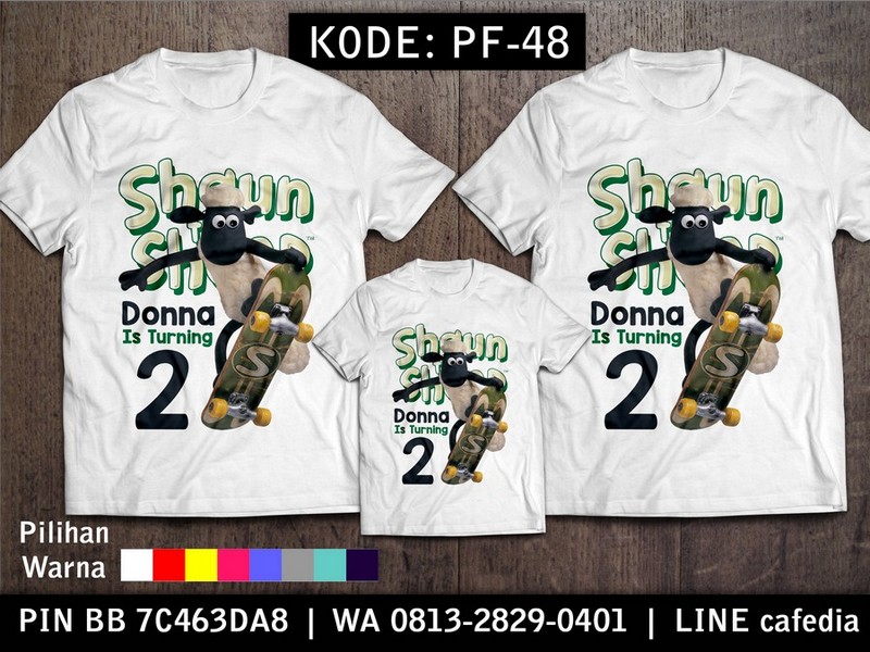 Kaos Couple Keluarga | Kaos Ulang Tahun Anak Shaun The Sheep - PF 48 