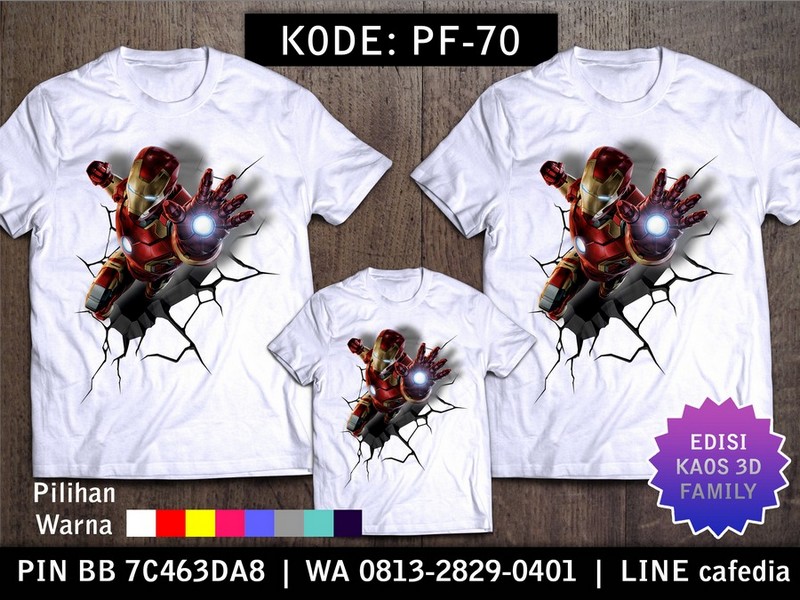 Baju Kaos Couple Keluarga | Kaos Family Custom Iron Man - PF 70