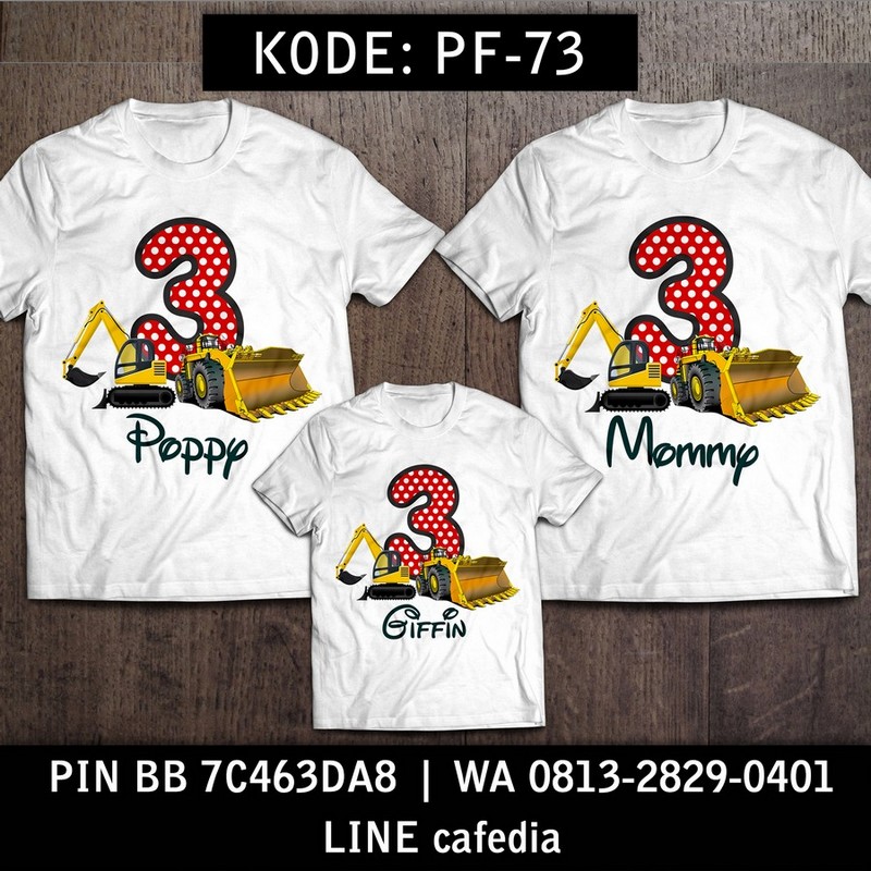 Kaos Couple Keluarga | Kaos Ulang Tahun Anak Construction & Transportation - PF 73