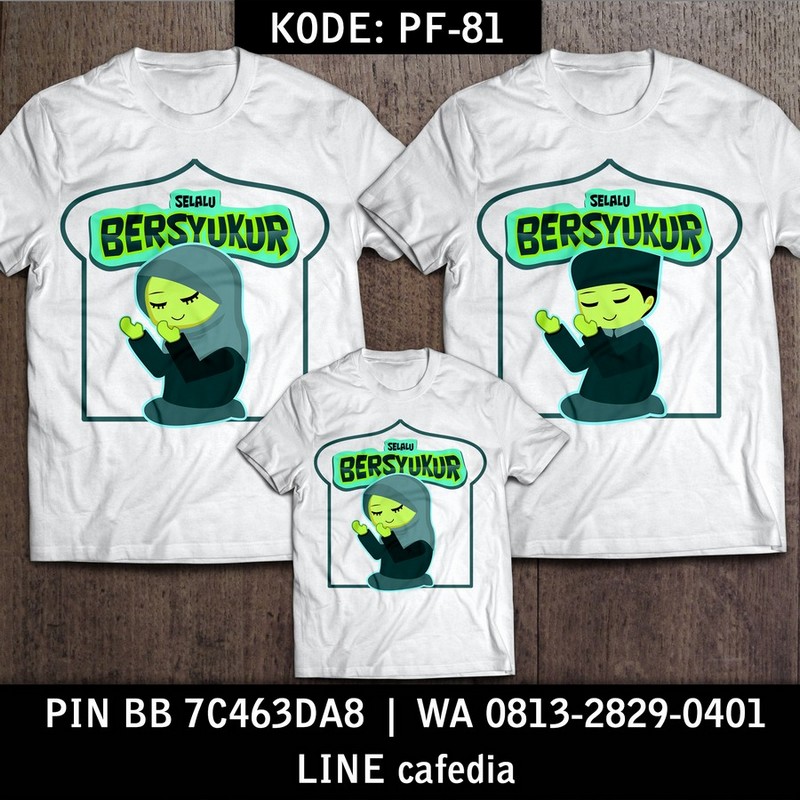 Baju Kaos Couple Keluarga | Kaos Family Custom Kartun Islam - PF 81