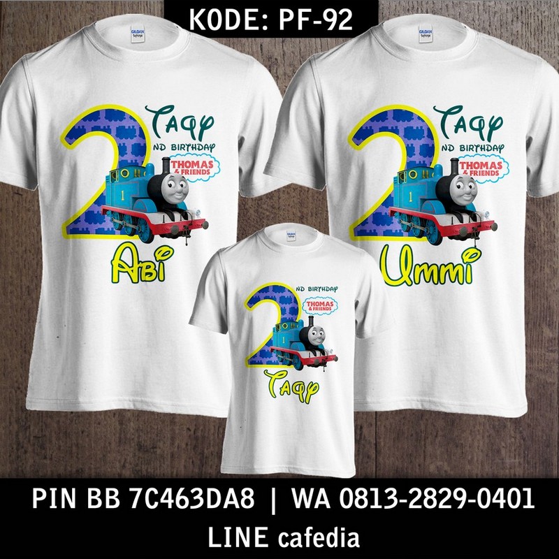 Kaos Couple Keluarga | Kaos Ulang Tahun Anak Kereta Thomas - PF 92