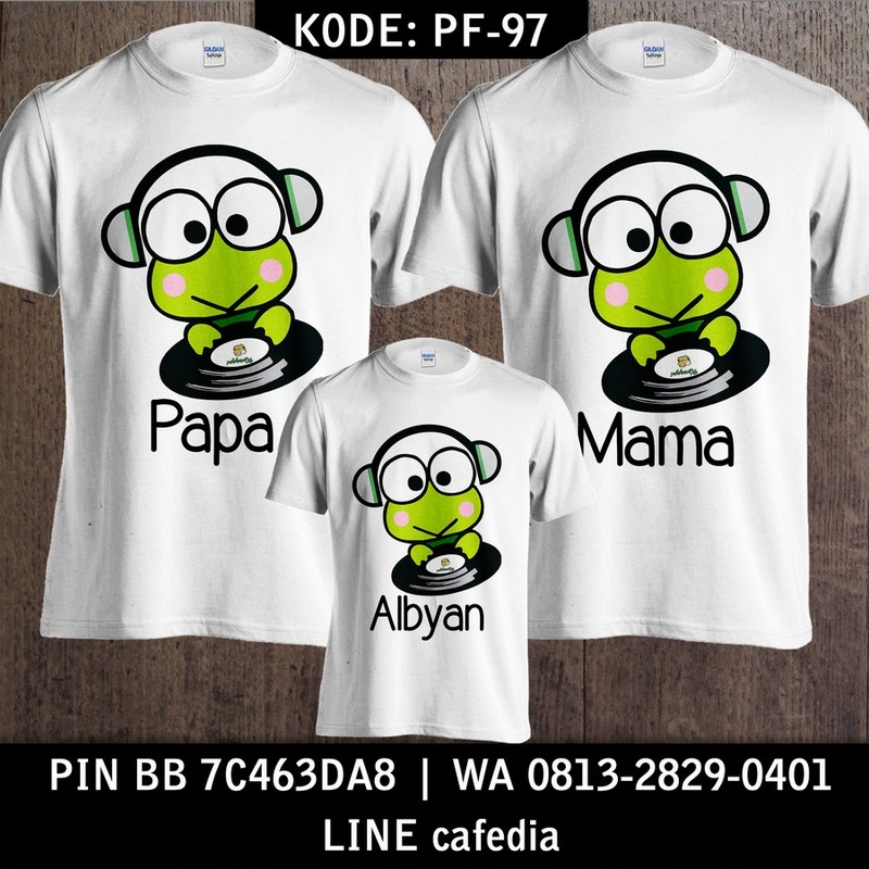 Baju Kaos Couple Keluarga | Kaos Family Custom Keroppi - PF 97