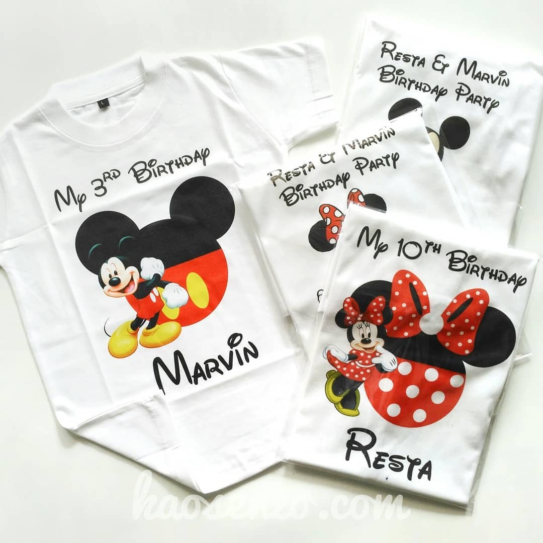 Kaos Keluarga | Kaos Ultah | Kaos Couple | Kaos Motif Mickey Mouse