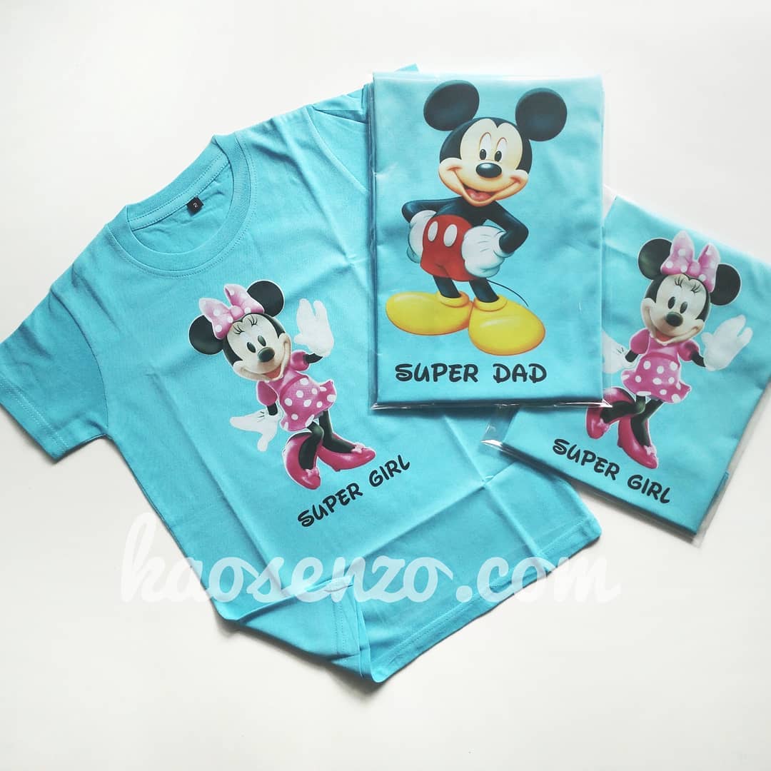 Baju Kaos Couple Keluarga | Baju Kaos Ultah Motif Mickey Mouse