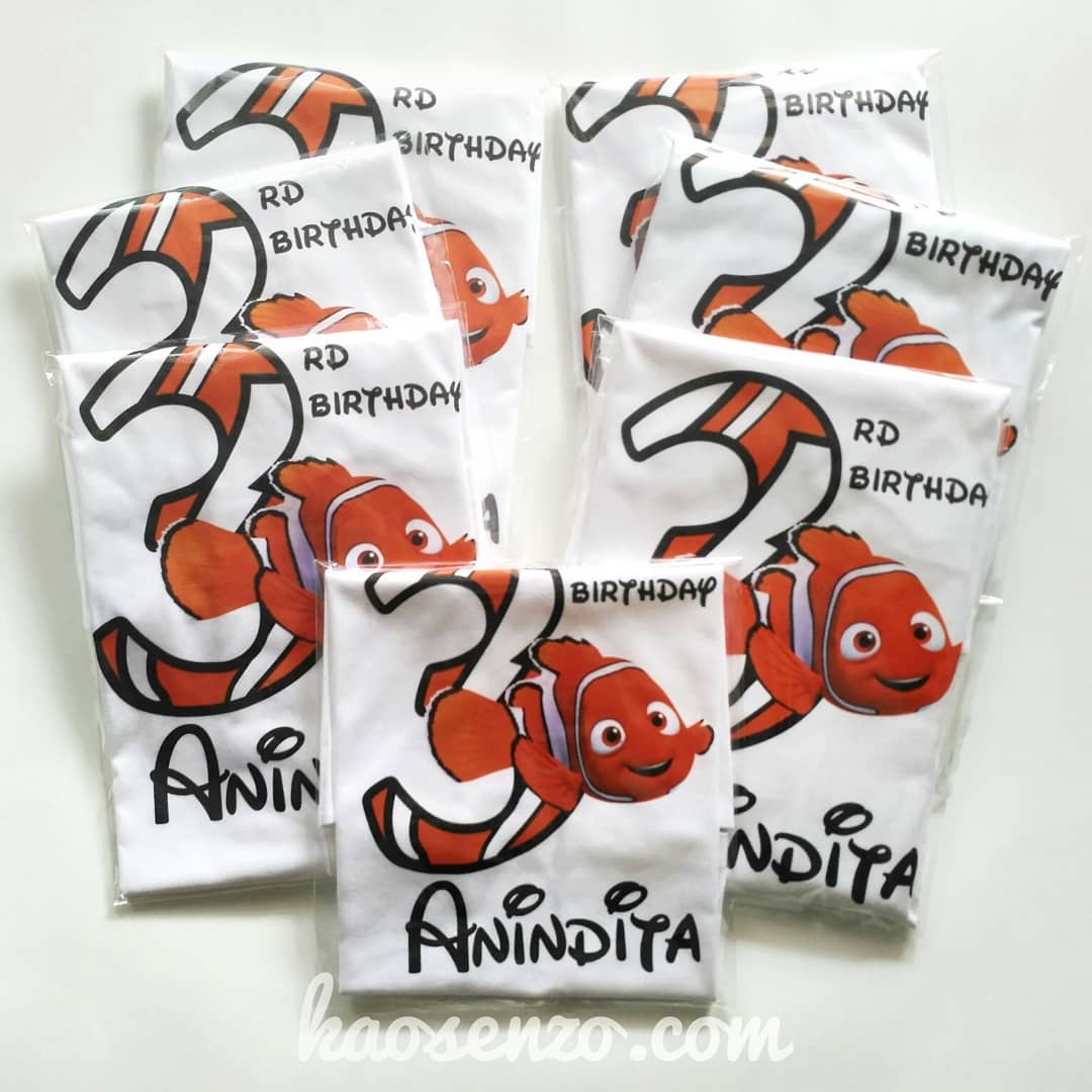 Baju Kaos Couple Keluarga | Baju Kaos Ultah Motif Finding Nemo