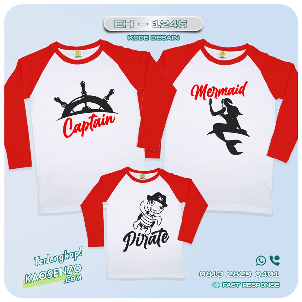 Baju Kaos Couple Keluarga Sailor | Kaos Couple Family Custom | Kaos motif Sailor - EH-1246