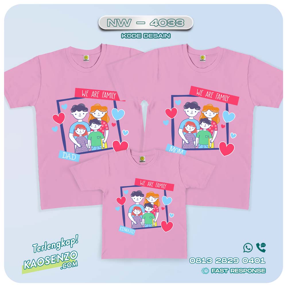 Baju Kaos Couple Keluarga Kartun Happy Family | Kaos Kartun Happy Family - NW 4033