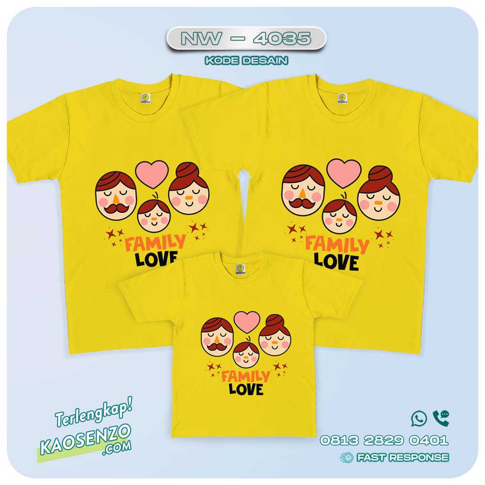 Baju Kaos Couple Keluarga Kartun Happy Family | Kaos Kartun Happy Family - NW 4035