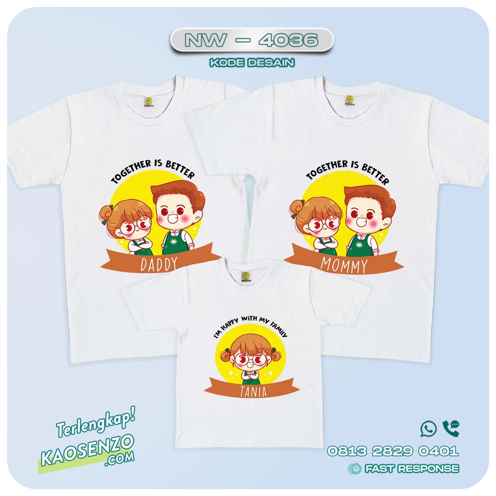 Baju Kaos Couple Keluarga Kartun Happy Family | Kaos Kartun Happy Family - NW 4036