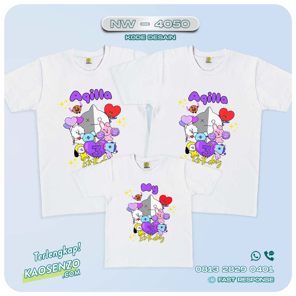 Baju Kaos Couple Keluarga BT21| Kaos Ultah Anak | Kaos BT21 - NW 4050