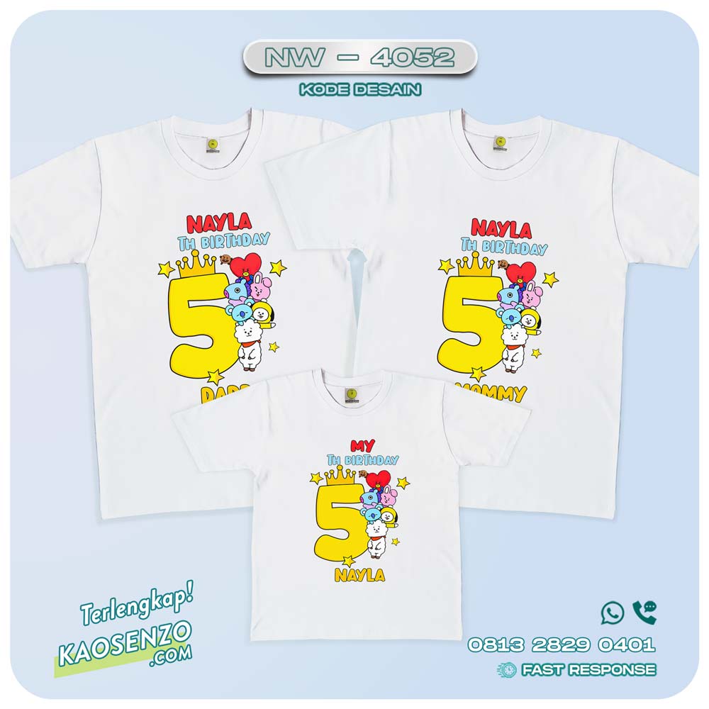 Baju Kaos Couple Keluarga BT21| Kaos Ultah Anak | Kaos BT21 - NW 4052