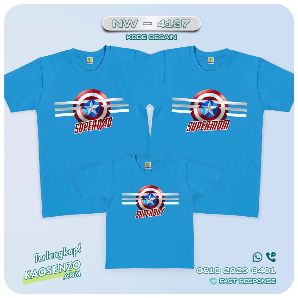Baju Kaos Couple Keluarga Captain America | Kaos Family Custom | Kaos Captain America - NW 4137