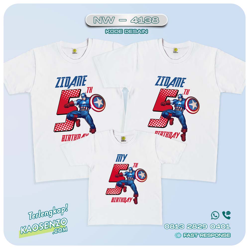 Baju Kaos Couple Keluarga Captain America | Kaos Family Custom | Kaos Captain America - NW 4138