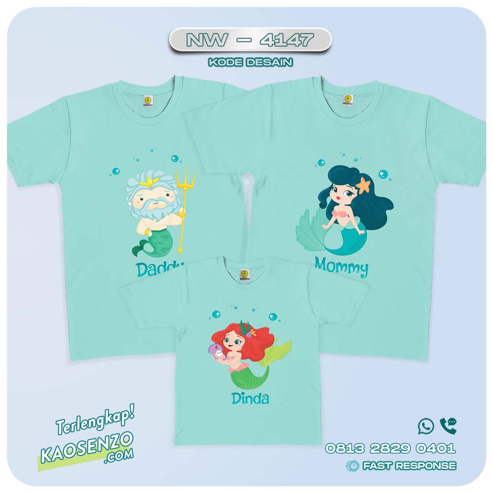 Baju Kaos Couple Keluarga Mermaid | Kaos Family Custom | Kaos Mermaid - NW 4147