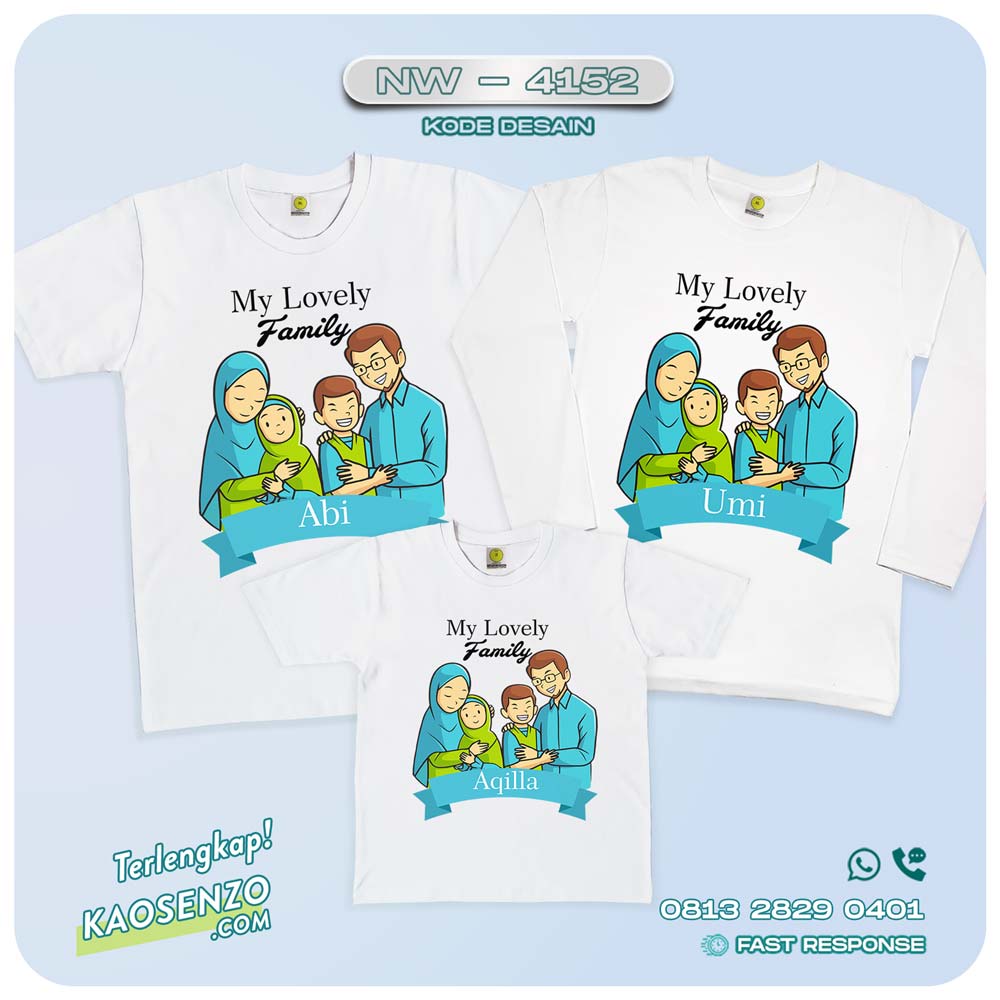 Baju Kaos Couple Keluarga Islami | Kaos Family Custom | Kaos Motif Islami - NW 4152