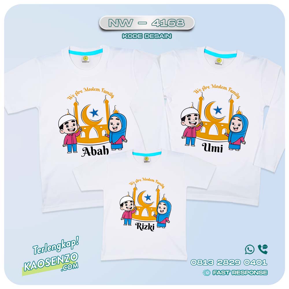 Baju Kaos Couple Keluarga Islami | Kaos Family Custom | Kaos Motif Islami - NW 4168