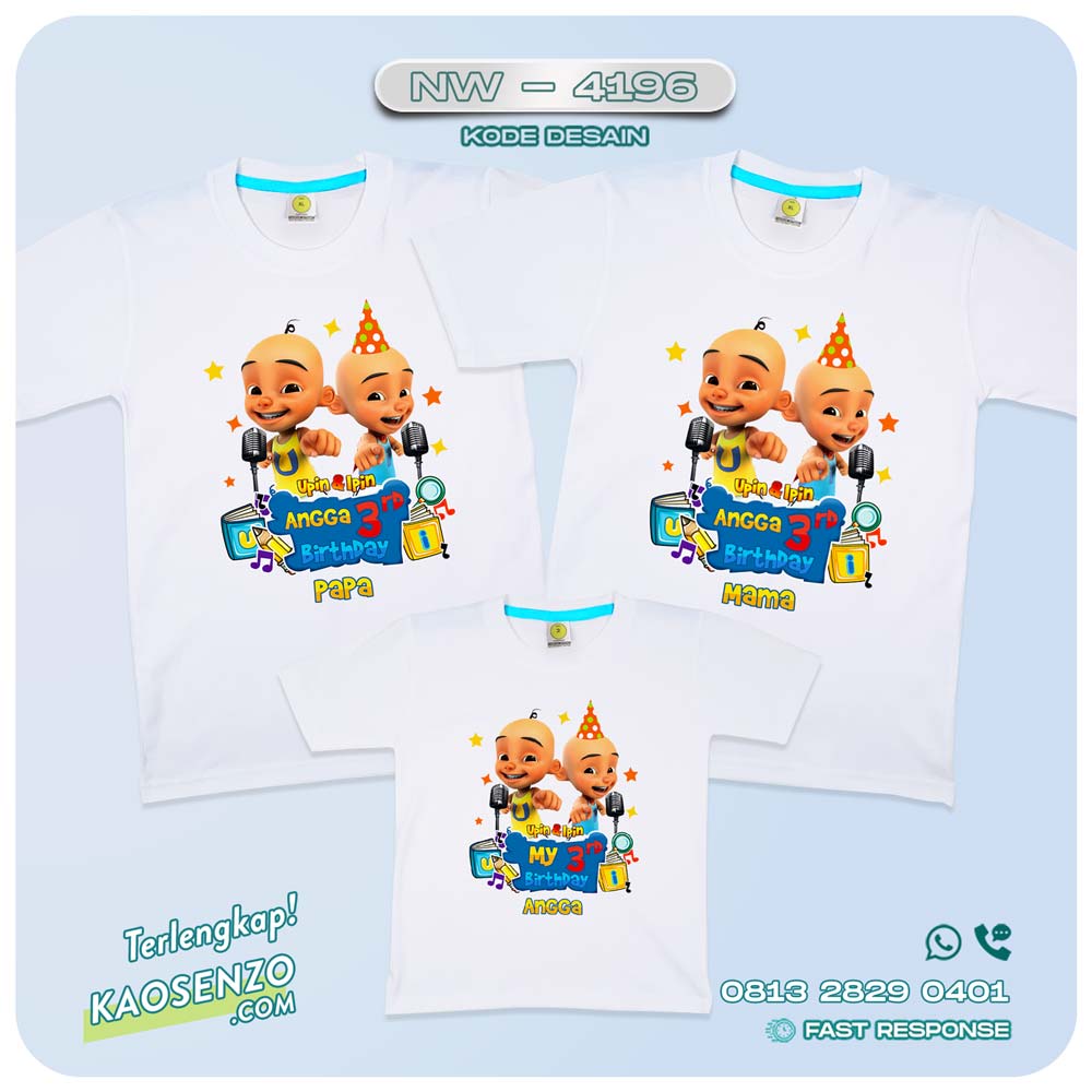 Baju Kaos Couple Keluarga | Kaos Ulang Tahun Anak | Kaos Family Custom Upin Ipin - NW 4196