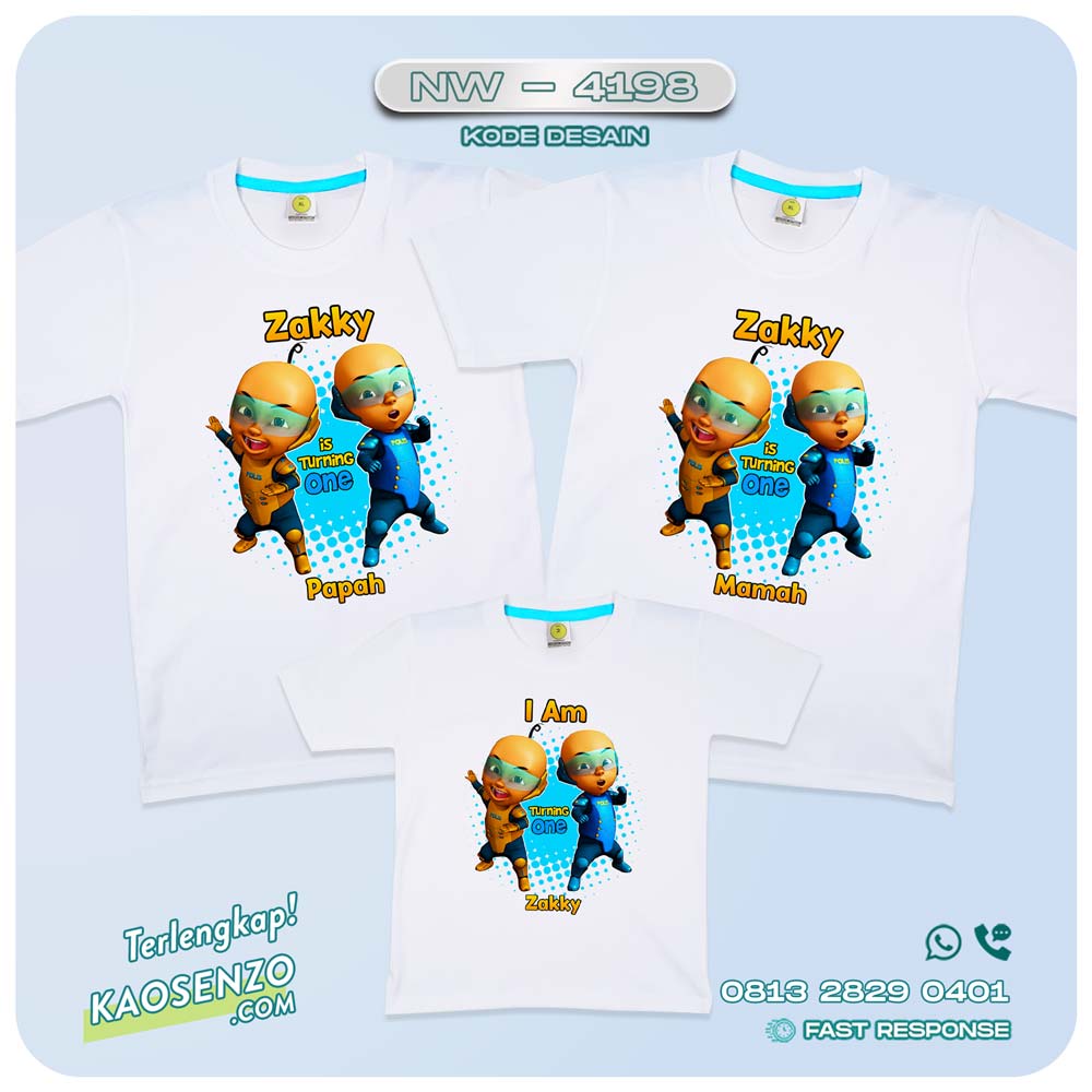 Baju Kaos Couple Keluarga | Kaos Ulang Tahun Anak | Kaos Family Custom Upin Ipin - NW 4198