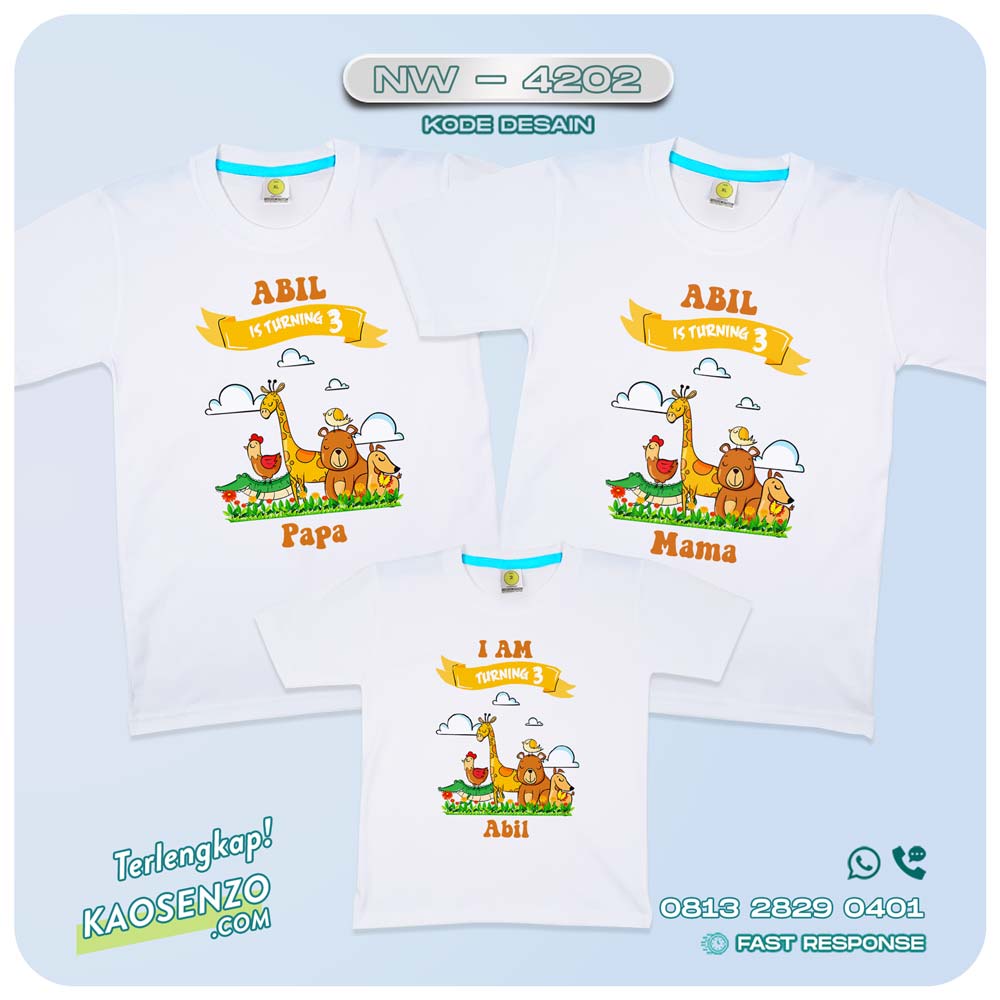 Baju Kaos Couple Keluarga Animal Zoo | Kaos Ultah Anak | Kaos Animal Zoo - NW 4202