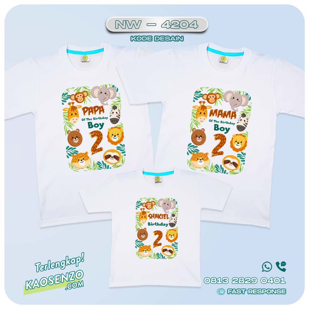 Baju Kaos Couple Keluarga Animal Zoo | Kaos Ultah Anak | Kaos Animal Zoo - NW 4204