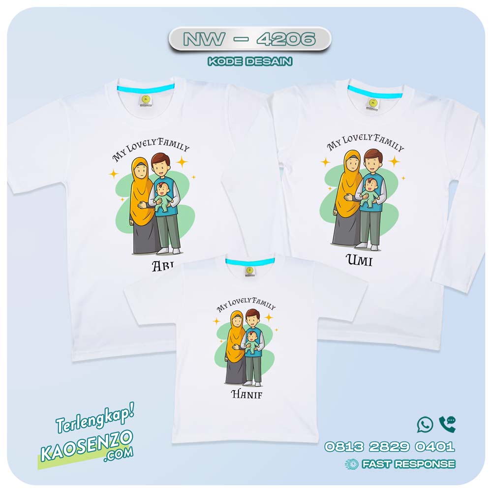 Baju Kaos Couple Keluarga Islami | Kaos Family Custom | Kaos Motif Islami - NW 4206