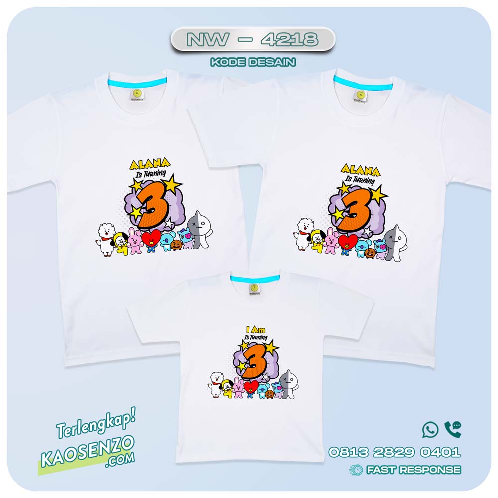 Baju Kaos Couple Keluarga BT21| Kaos Ultah Anak | Kaos BT21 - NW 4218