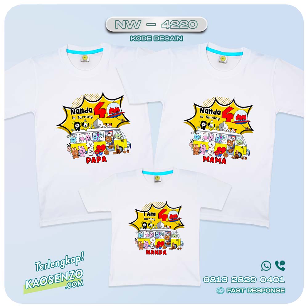 Baju Kaos Couple Keluarga BT21| Kaos Ultah Anak | Kaos BT21 - NW 4220