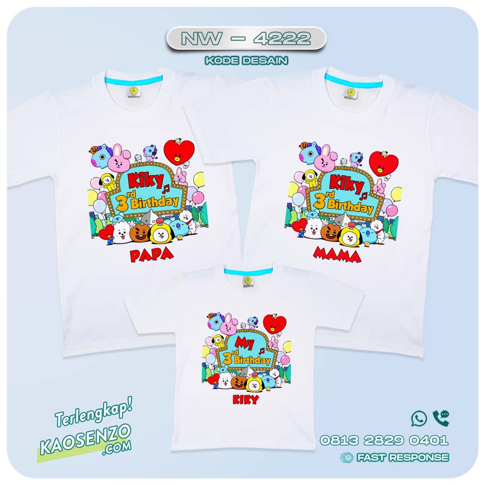 Baju Kaos Couple Keluarga BT21| Kaos Ultah Anak | Kaos BT21 - NW 4222