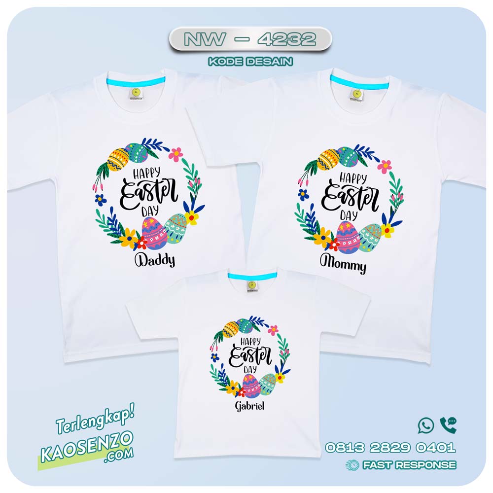 Baju Kaos Couple Keluarga Easter | Kaos Tema Paskah | Kaos Family Custom | Kaos Easter NW 4232