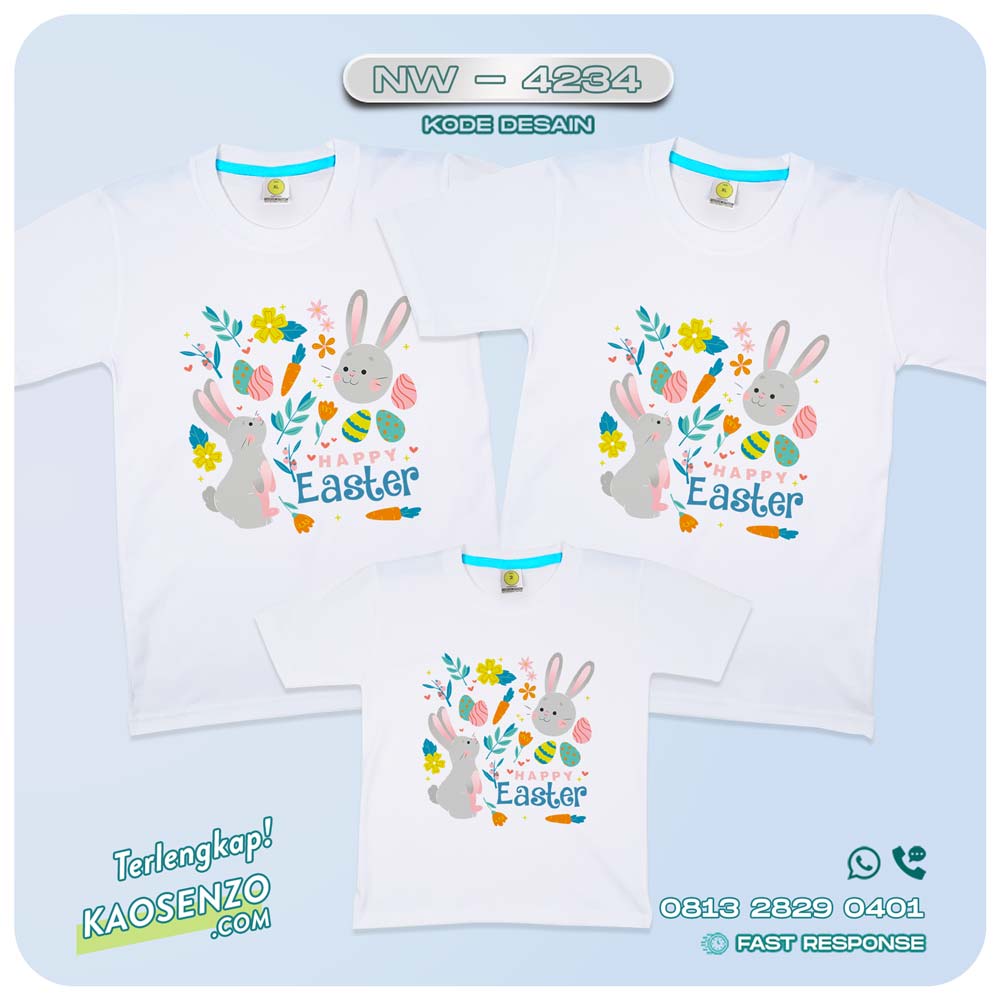 Baju Kaos Couple Keluarga Easter | Kaos Tema Paskah | Kaos Family Custom | Kaos Easter NW 4234