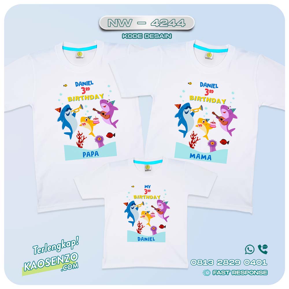 Baju Kaos Couple Keluarga Baby Shark | Kaos Family Custom | Kaos Baby Shark - NW 4244