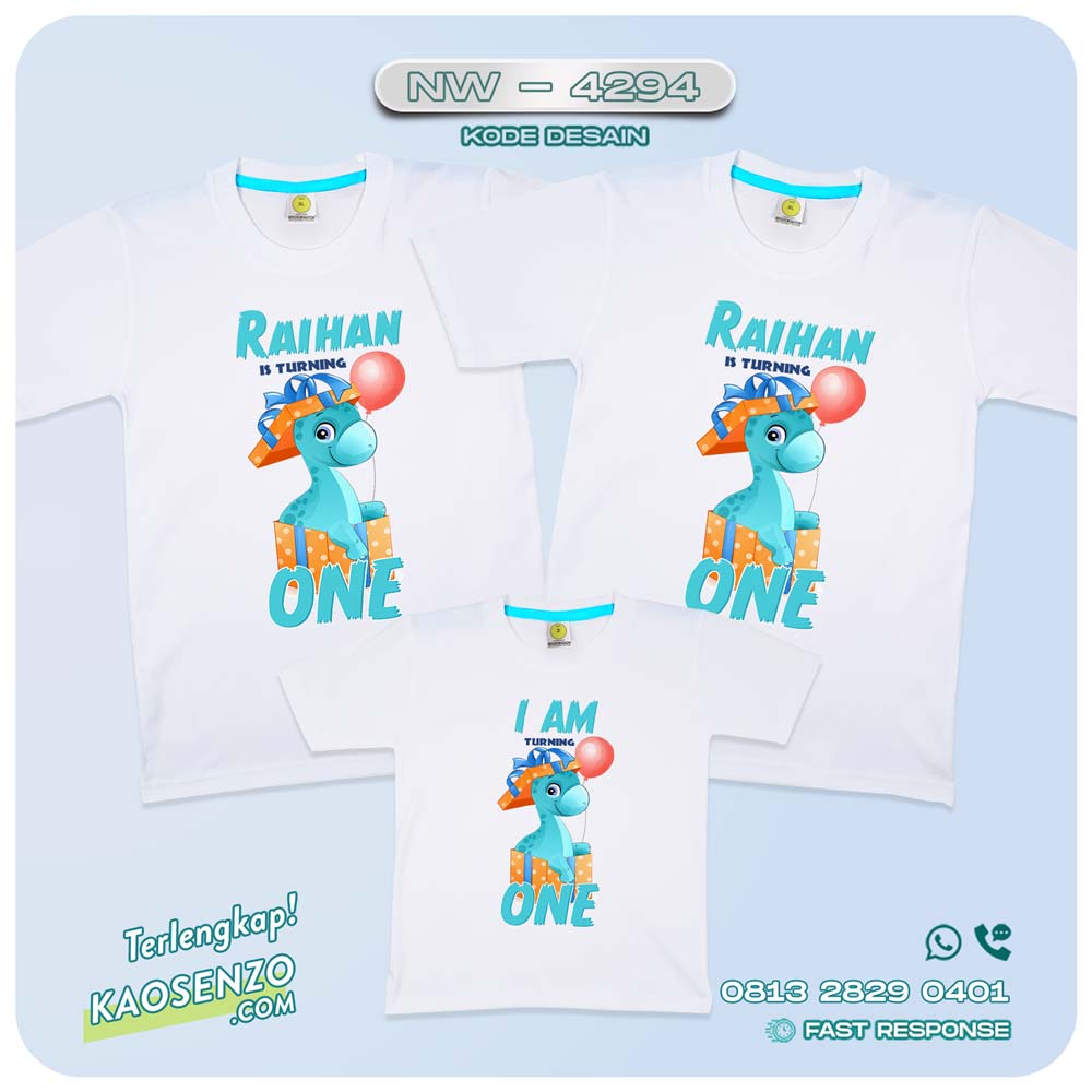 Baju Kaos Couple Keluarga Dinosaurus | Kaos Ultah Anak | Kaos Dinosaurus - NW 4294