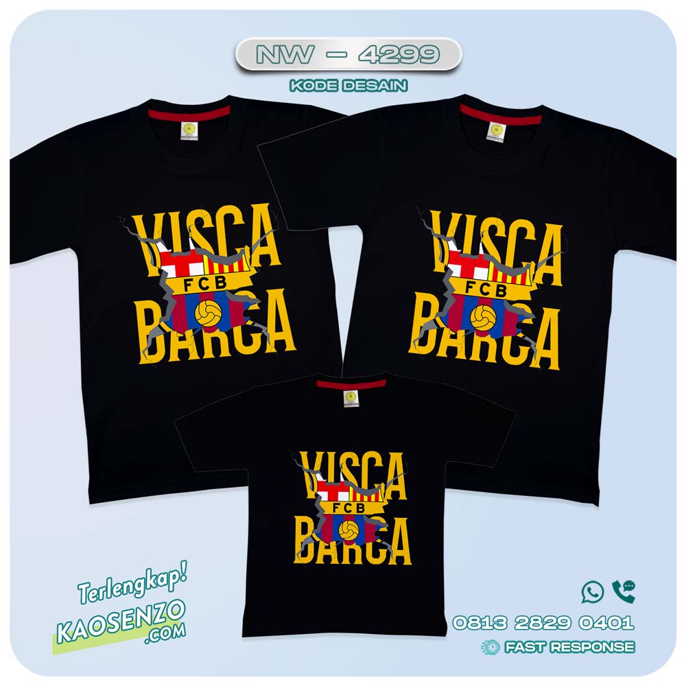 Baju Kaos Couple Keluarga | Kaos Family Custom | Kaos Klub Bola | Kaos Barcelona - NW 4299