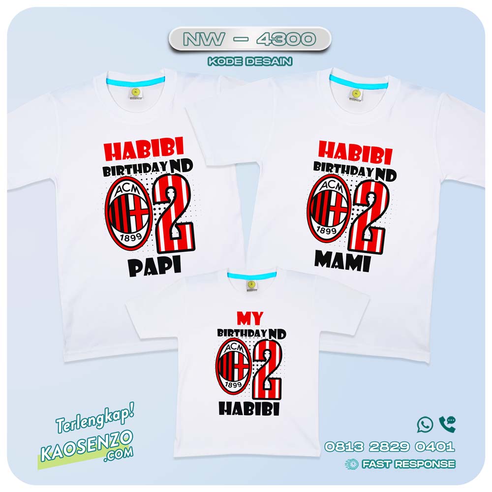 Baju Kaos Couple Keluarga | Kaos Family Custom | Kaos Klub Bola | Kaos Ac Milan - NW 4300