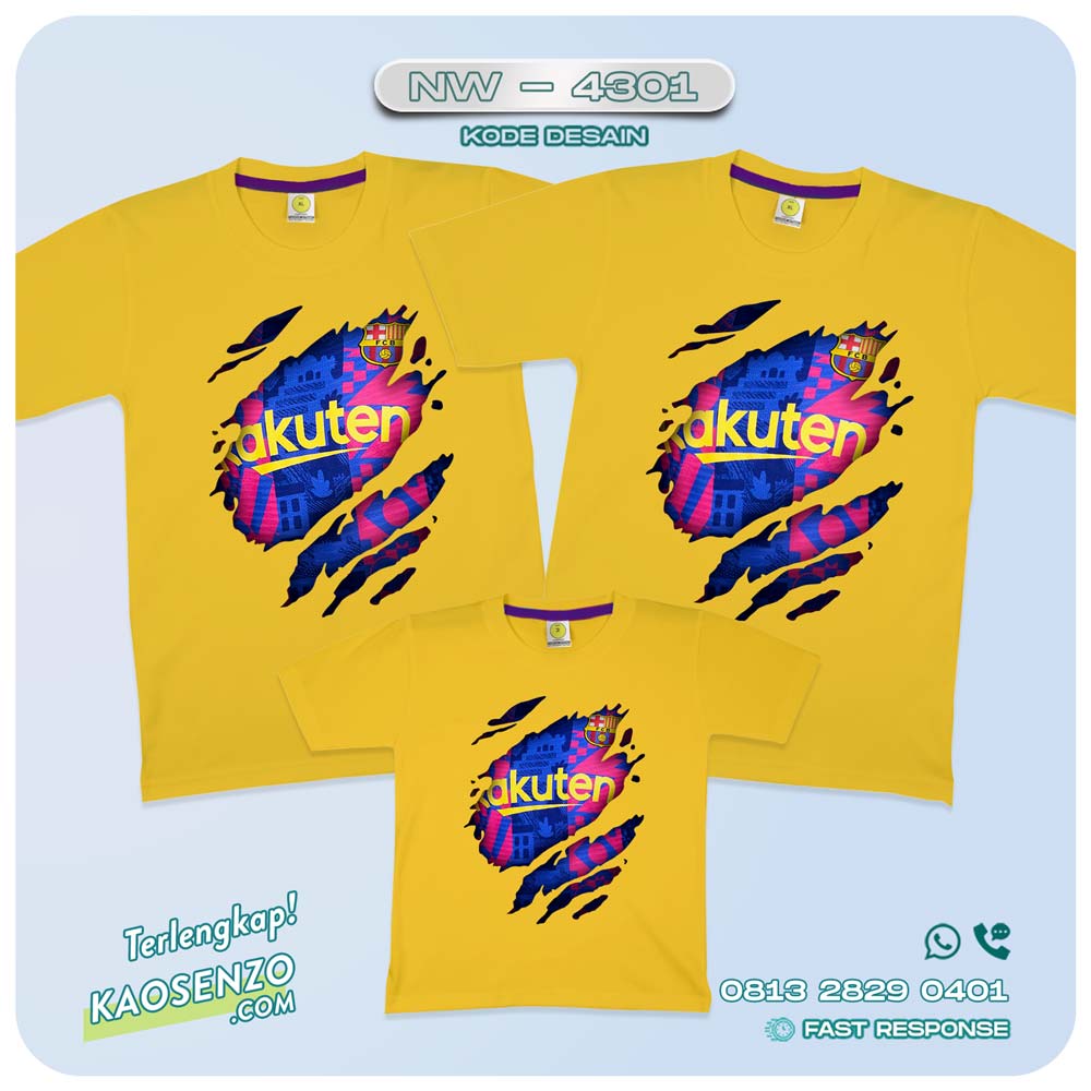 Baju Kaos Couple Keluarga | Kaos Family Custom | Kaos Klub Bola | Kaos Barcelona - NW 4301