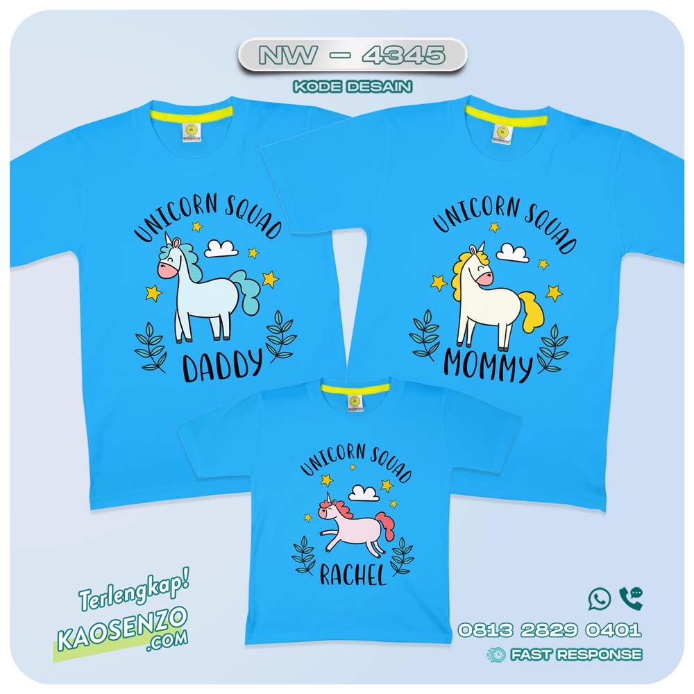 Baju Kaos Couple Keluarga Unicorn | Kaos Family Custom | Kaos Unicorn - NW 4345