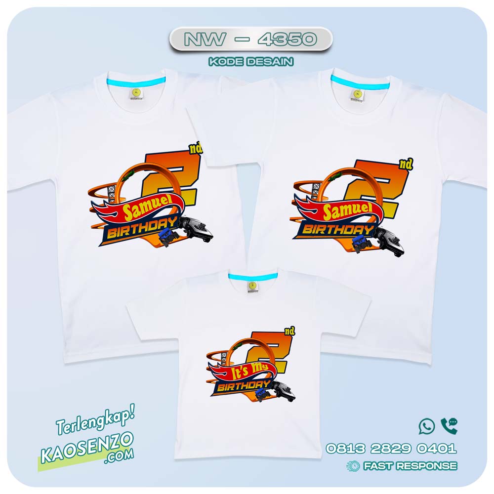 Baju Kaos Couple Keluarga Hotwheels | Kaos Ultah Anak | Kaos Hotwheels - NW 4350