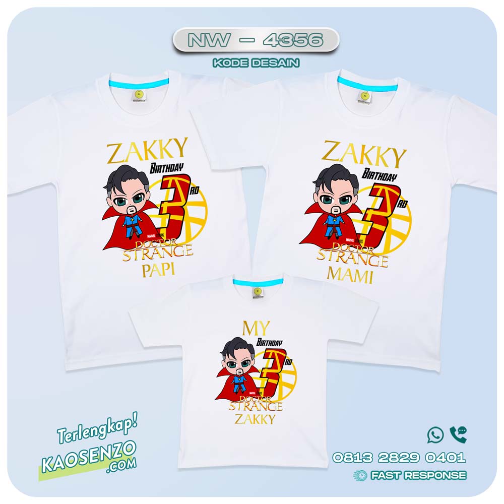 Baju Kaos Couple Keluarga Doctor Strange | Kaos Ultah Anak | Kaos Doctor Strange - NW 4356