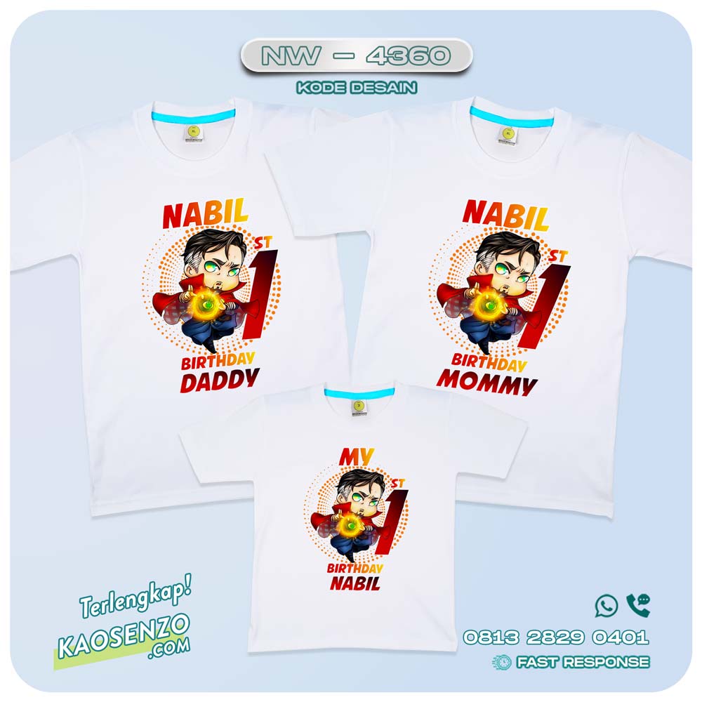 Baju Kaos Couple Keluarga Doctor Strange | Kaos Ultah Anak | Kaos Doctor Strange - NW 4360