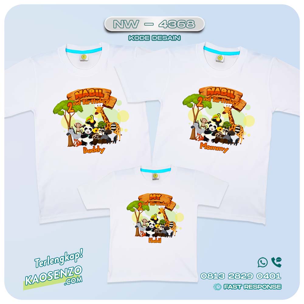 Baju Kaos Couple Keluarga Animal Zoo | Kaos Ultah Anak | Kaos Animal Zoo - NW 4368