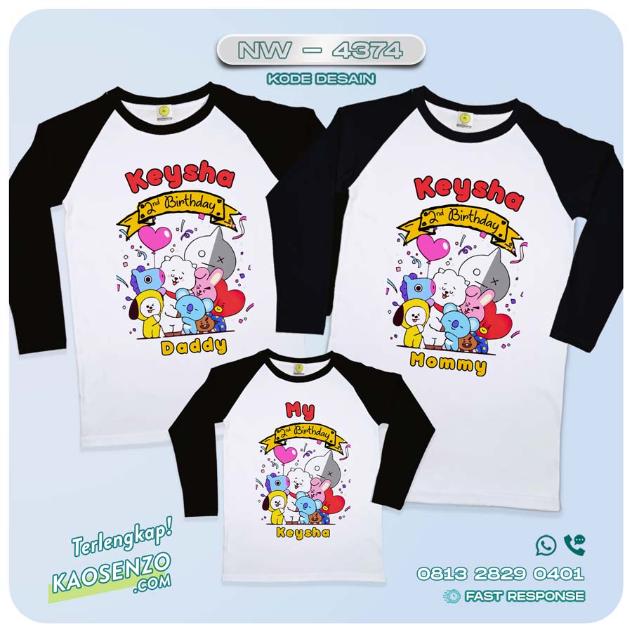 Baju Kaos Couple Keluarga BT21| Kaos Ultah Anak | Kaos BT21 - NW 4374