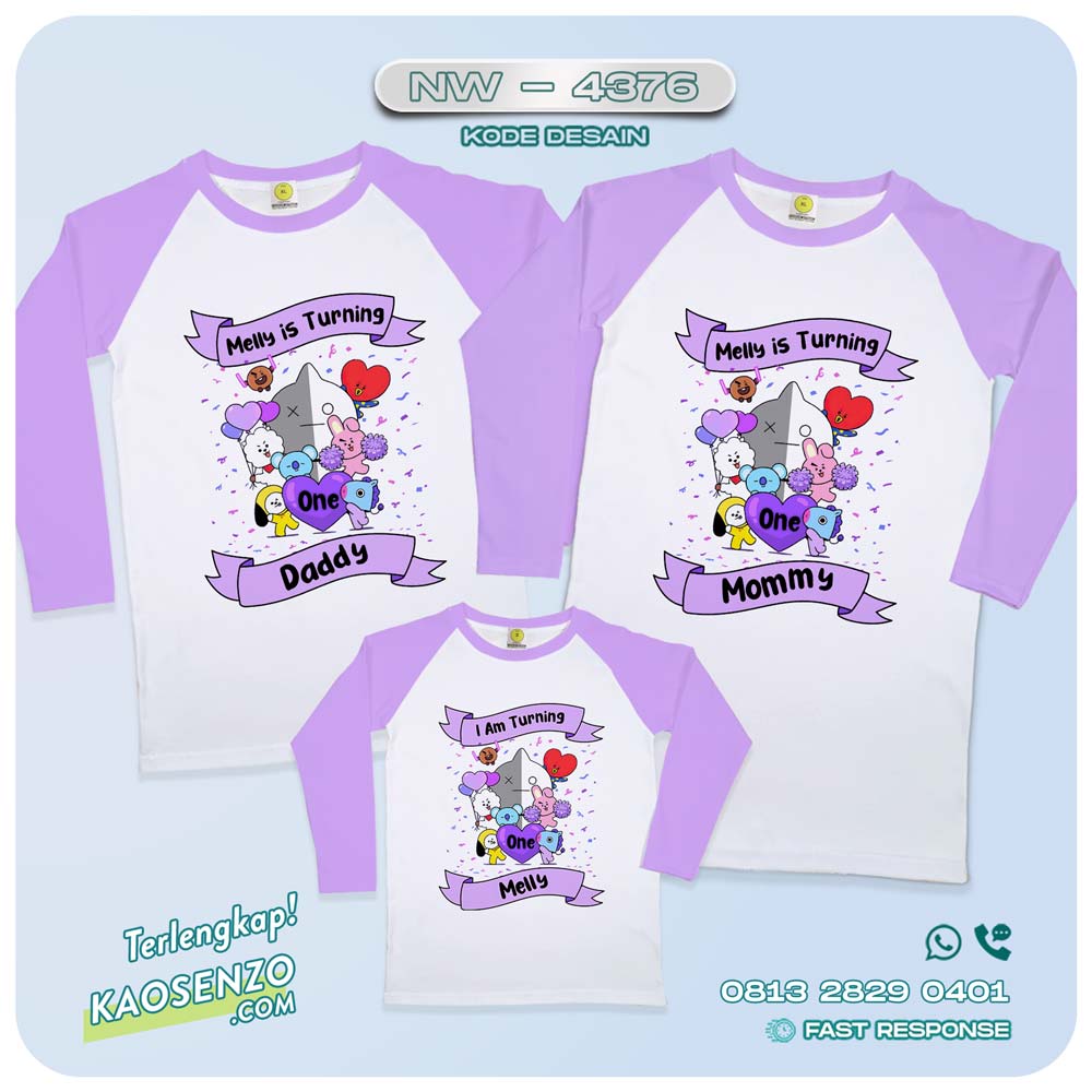 Baju Kaos Couple Keluarga BT21| Kaos Ultah Anak | Kaos BT21 - NW 4376