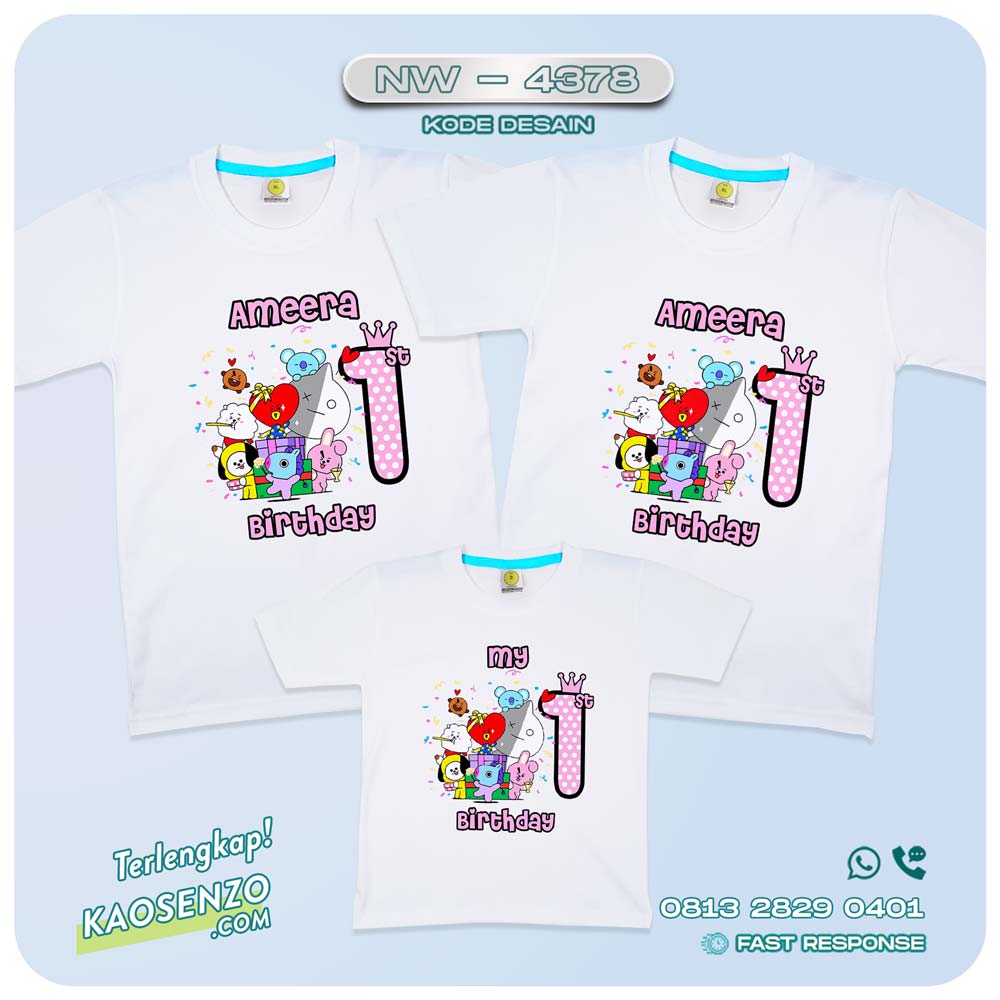 Baju Kaos Couple Keluarga BT21| Kaos Ultah Anak | Kaos BT21 - NW 4378