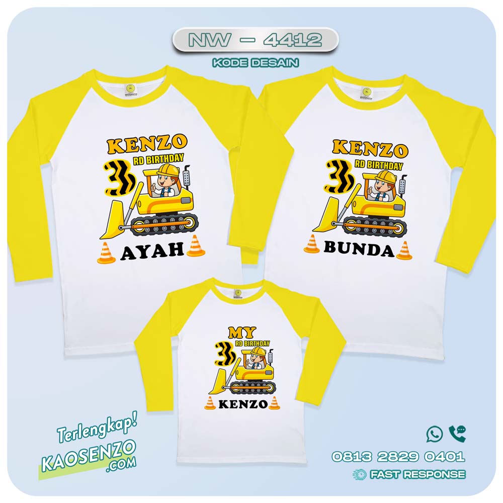 Baju Kaos Couple Keluarga Excavator | Kaos Ultah Anak | Kaos Excavator - NW 4412