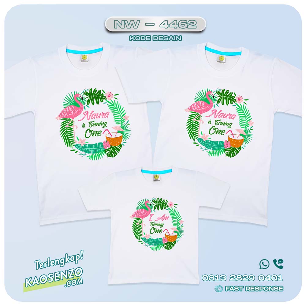 Baju Kaos Couple Keluarga Flamingo | Kaos Family Custom | Kaos Ulang Tahun Anak | Kaos Motif Flamingo - NW 4462