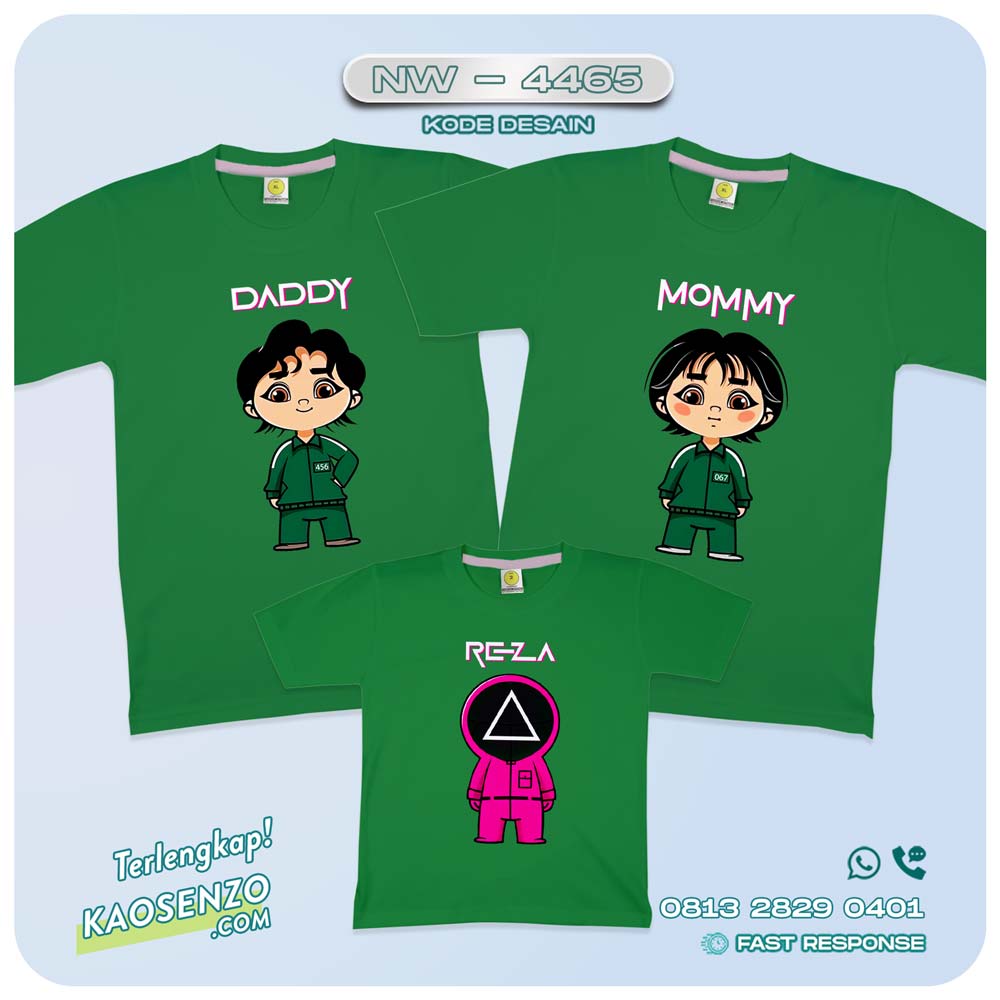 Baju Kaos Couple Keluarga Squid Game | Kaos Family Custom | Kaos Squid Game - NW 4465