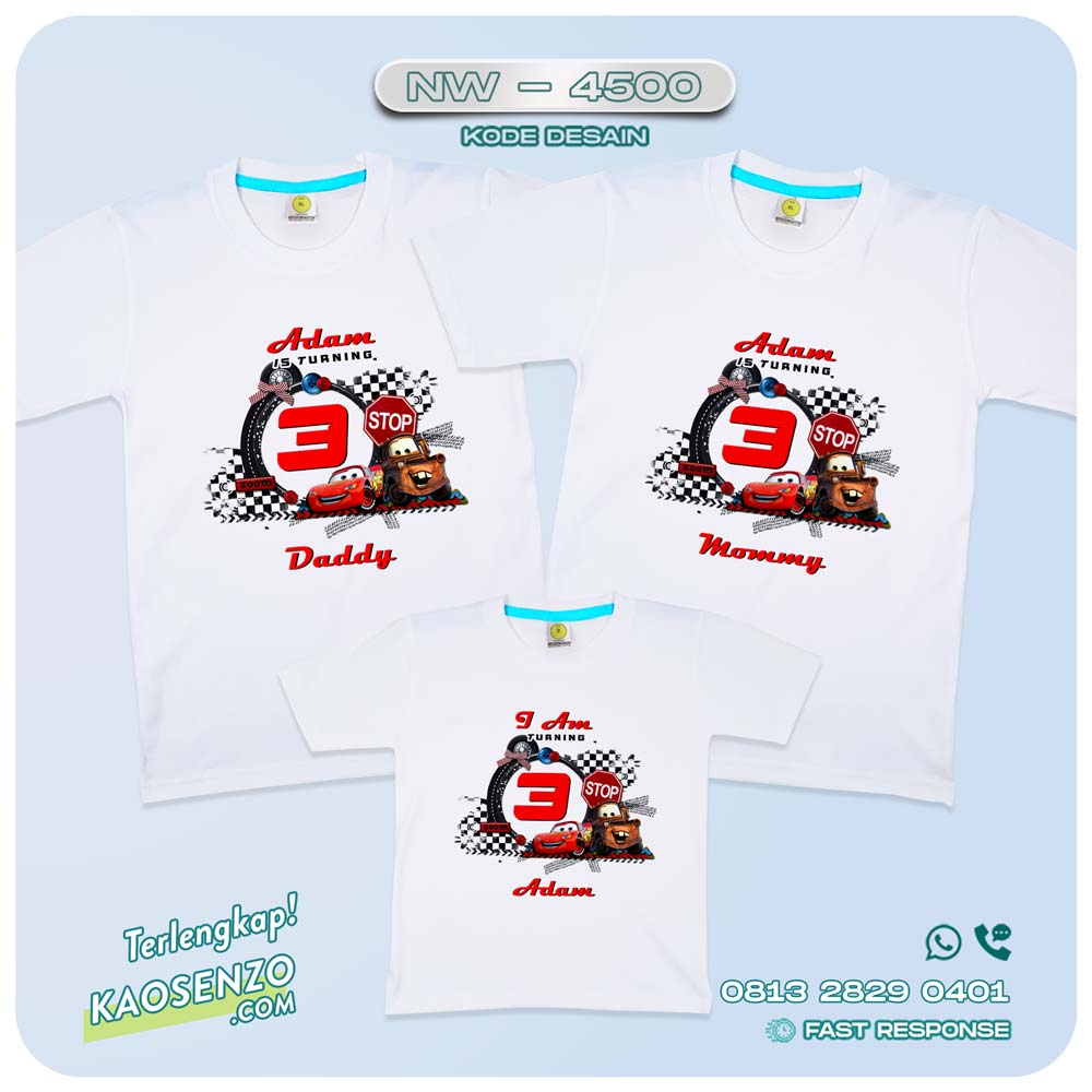 Baju Kaos Couple Keluarga Cars | Kaos Ulang Tahun Anak Tema Cars | Kaos Family Custom| Kaos Motif Cars - NW 4500